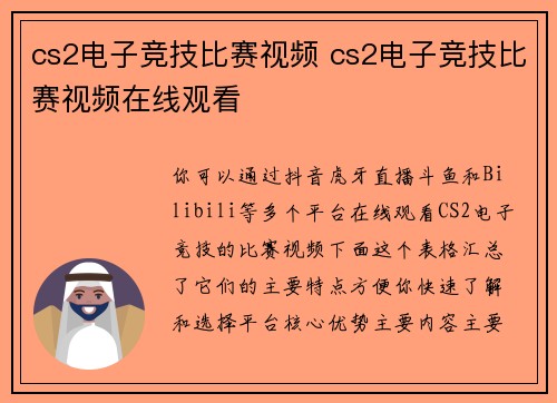 cs2电子竞技比赛视频 cs2电子竞技比赛视频在线观看